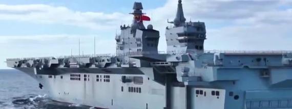 Photo shows Chinese PLA Navy's amphibious assault ship “Sichuan”. (Screenshot from CCTV)