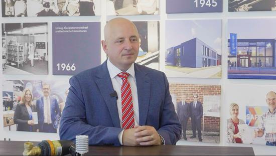 Tobias Ramrath, International Sales Director of SYR, receives an interview.