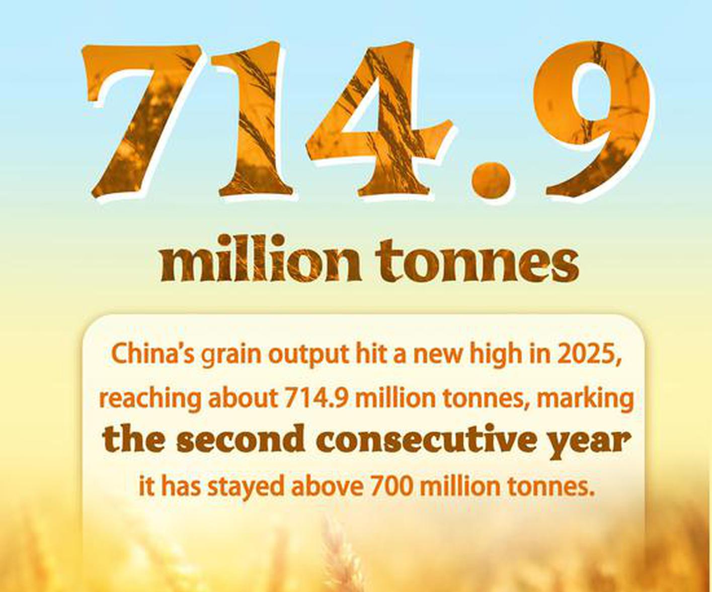 In Numbers: China's grain output hits new high in 2025