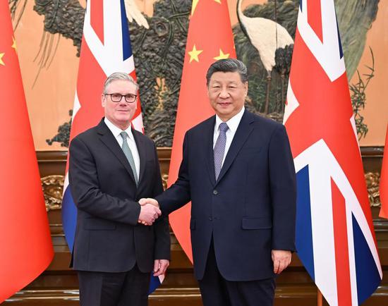 China, Britain agree to develop long-term, consistent comprehensive strategic partnership in Xi-Starmer meeting