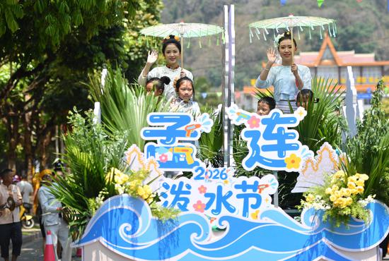 People celebrate Water Splashing Festival along the China-Myanmar border 