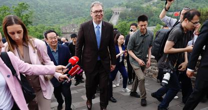 Serbian President Aleksandar Vucic visits the Great Wall