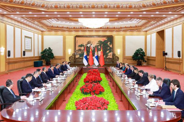 Chinese President Xi Jinping holds talks with Serbian President Aleksandar Vucic, who is on a state visit to China, at the Great Hall of the People in Beijing, capital of China, May 25, 2026. (Xinhua/Liu Bin)