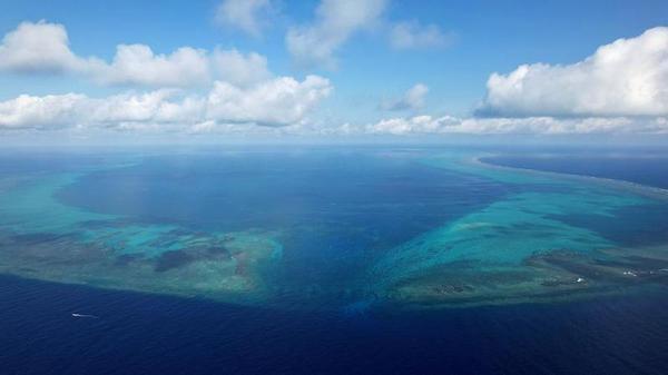 An aerial drone photo taken on May 12, 2026 shows a view of China's Huangyan Island in the South China Sea.(Photo/Xinhua)