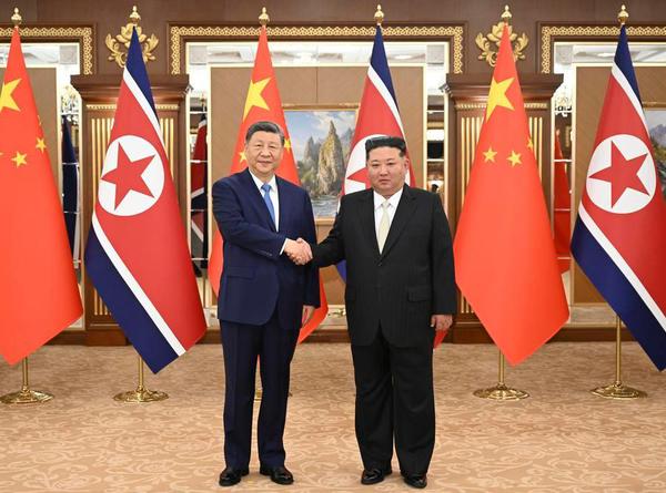 Xi Jinping, general secretary of the Communist Party of China Central Committee and Chinese president, holds talks with Kim Jong Un, general secretary of the Workers' Party of Korea and president of the State Affairs of the Democratic People's Republic of Korea (DPRK), at the Kumsusan State Guesthouse in Pyongyang, the DPRK, June 8, 2026. (Xinhua/Xie Huanchi)