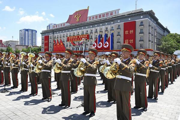 A military band performs at a grand welcome ceremony for General Secretary of the Communist Party of China Central Committee and Chinese President Xi Jinping in Pyongyang, the Democratic People's Republic of Korea (DPRK), on June 8, 2026. Xi arrived in Pyongyang on Monday for a state visit to the DPRK. (Xinhua/Shen Hong)