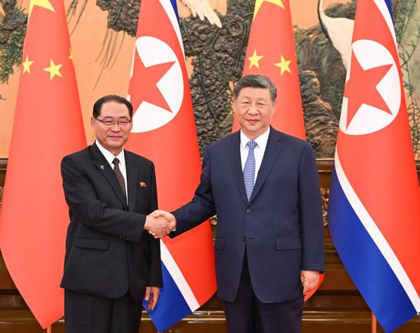 General Secretary of the Communist Party of China Central Committee and Chinese President Xi Jinping meets with Pak Thae Song, premier of the Cabinet of the Democratic People's Republic of Korea (DPRK), at the Great Hall of the People in Beijing, capital of China, on July 10, 2026. Pak is also a member of the Presidium of the Political Bureau of the Central Committee of the Workers' Party of Korea and vice president of the State Affairs Commission of the DPRK. (Photo: Xinhua/Li Xiang)