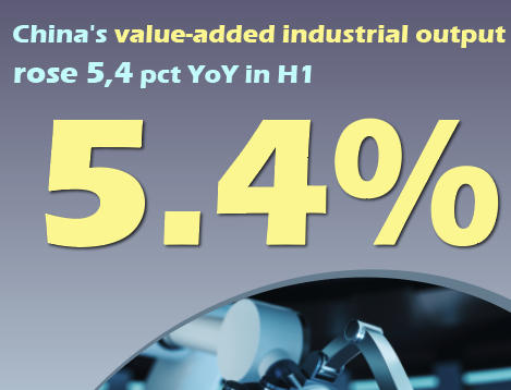 China's industrial output up 5.4 pct in H1