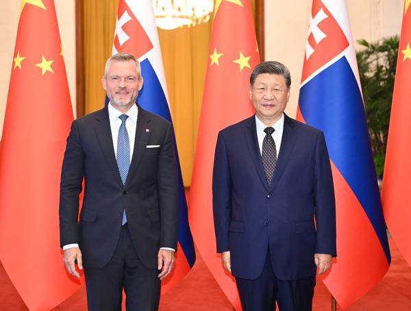 Chinese President Xi Jinping holds talks with Slovak President Peter Pellegrini, who is on a state visit to China, at the Great Hall of the People in Beijing, capital of China, July 28, 2026. (Xinhua/Li Xiang)