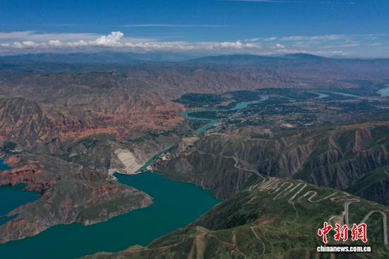 An aerial view of the scenery in Kanbula Global Geopark in northwest Qinghai Province, August 8, 2023. (Photo: China News Service: Ma Mingyan)