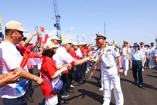 PLA Navy fleet visits Tanjung Perak Port in Indonesia