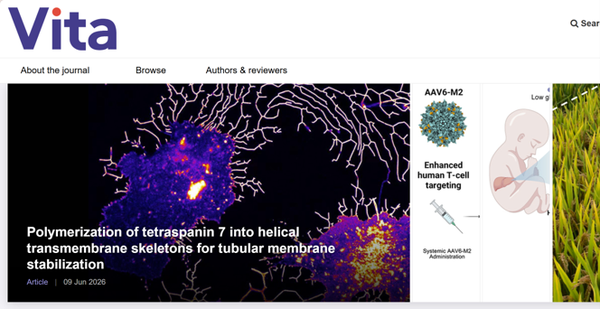 A screenshot of the life sciences academic journal Vita webpage. (https://www.vita-journal.com/vita/EN/home)