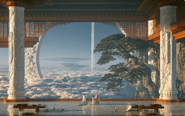 A screenshot from an AI-generated video created by Chen Aijun.