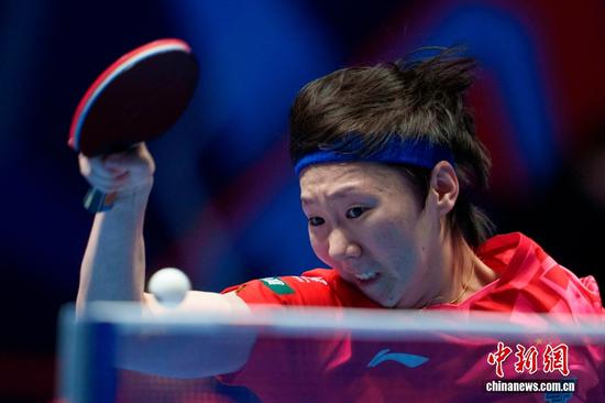 Photo shows China's Wang Manyu at the ITTF World Team Table Tennis Championships Finals in London, Britain, on May 10, 2026. (Photo/VCG)