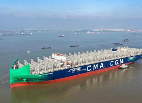 World-largest-class dual-fuel container ship departs Taizhou