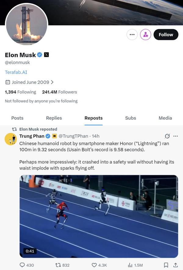 (Screenshot from Elon Musk’s social media)