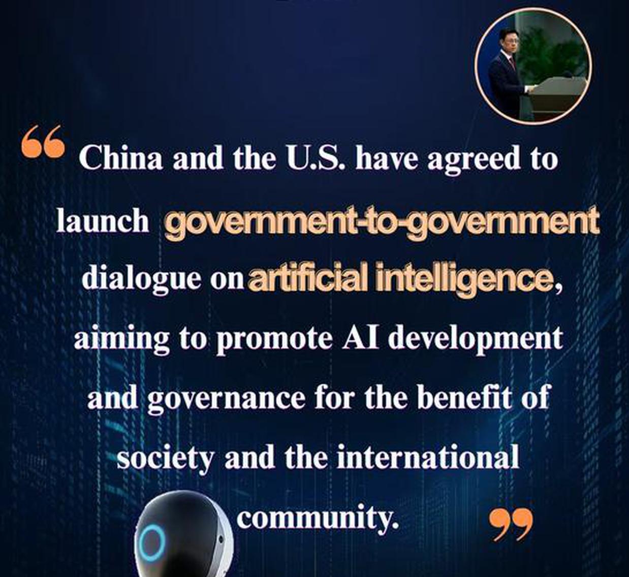 China, U.S. agree to launch government-level AI dialogue