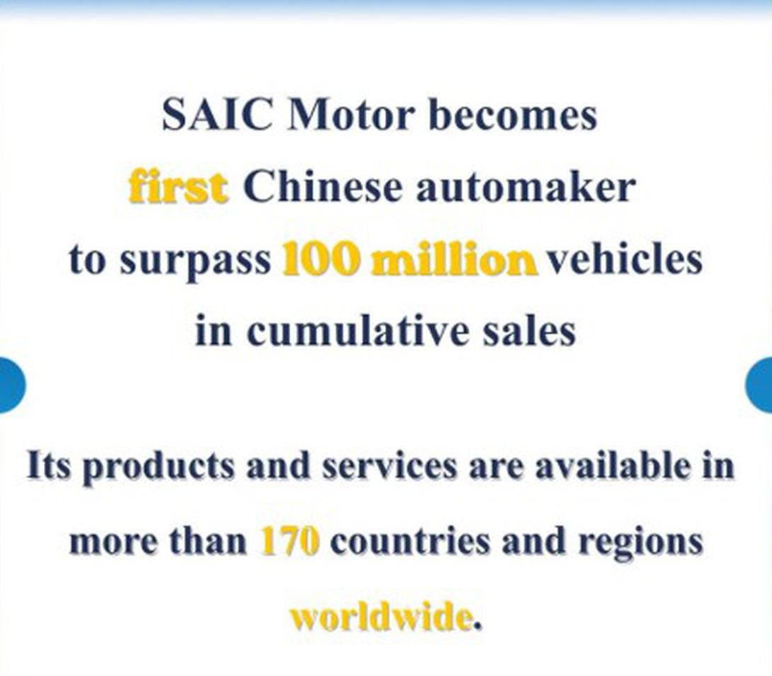 China's SAIC Motor sales hits 100 million vehicle milestone