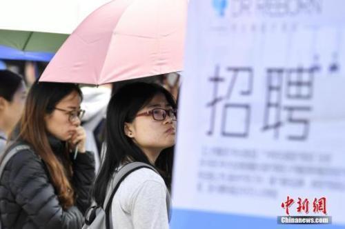 资料图:广州市2017届高校毕业生春季首场大型供需见面会在华南农业大学举行。<a target='_blank' href='http://www.chinanews.com/'>中新社</a>记者 陈骥旻 摄 资料图:广州市2017届高校毕业生春季首场大型供需见面会。中新社记者 陈骥旻 摄
