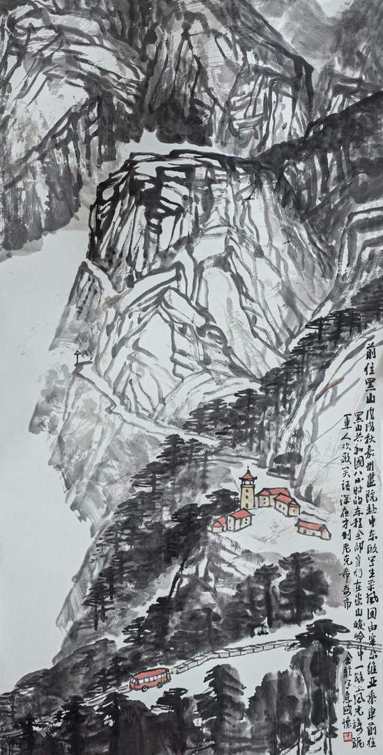 余龙 《前往黑山》中国画 136cm×68cm