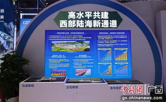 图为高水平共建西部陆海新通道展示内容。许丽颖 摄