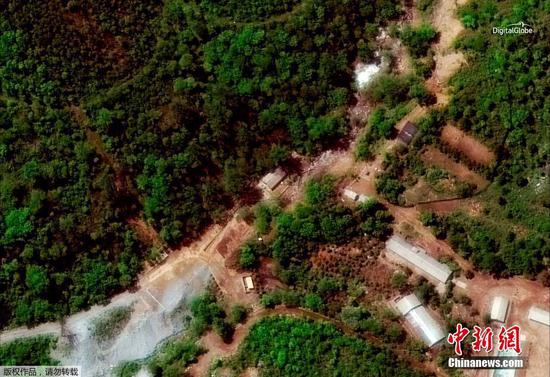 数字地球卫星图像显示下的朝鲜丰溪里核试验场