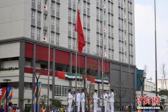 第18届亚运会中国体育代表团举行升旗仪式
