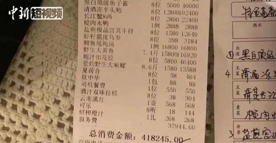 上海“天价账单”8人吃40万 相关部门介入调查