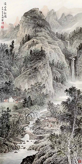 图为胡秀珠作品《溪山清韵图》 。 图为胡秀珠作品《溪山清韵图》 。