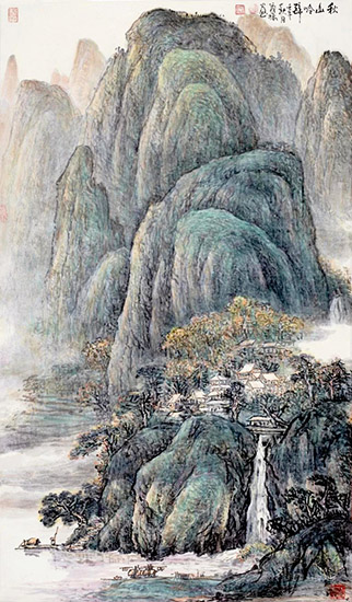 图为潘义禄作品《秋山吟醉》 。 图为潘义禄作品《秋山吟醉》 。