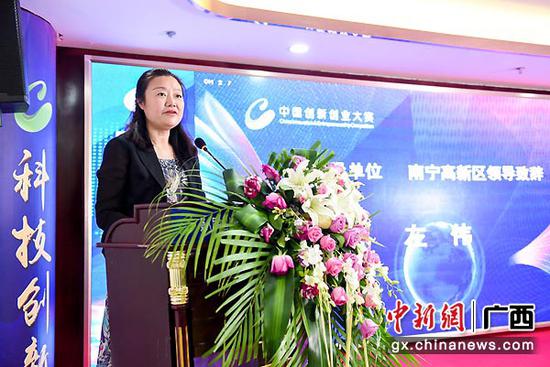 图为南宁高新区管委会副主任左伟致辞。 图为南宁高新区管委会副主任左伟致辞。