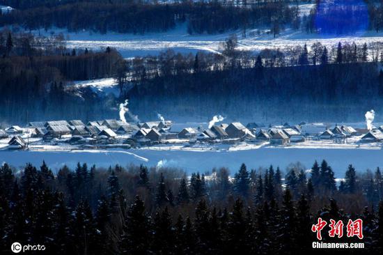 喀纳斯冬季白雪覆盖 宛如人间仙境