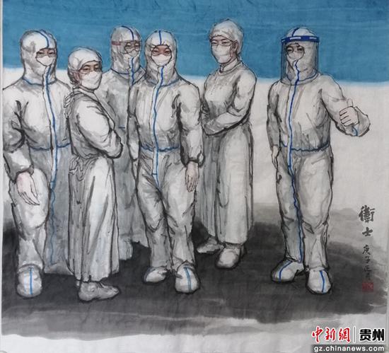 石宇中国画作品《卫士》 石宇中国画作品《卫士》