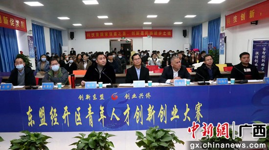 创新创业大赛评委现场评分点评 潘志安摄 广西-东盟经开区青年人才创新创业大赛 在校大学生唱主角