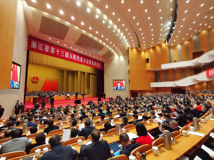 浙江省第十三届人民代表大会第五次会议。蔡荣章 摄