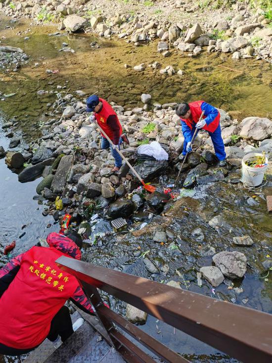 朱家村党员在“志愿服务奉献日”共同参与环境整治。朱连香 摄