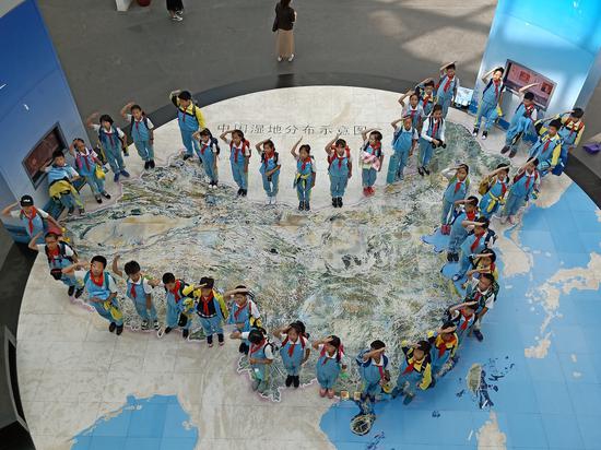图为杭州市卖鱼桥小学的学生在学习湿地文化。 受访者供图