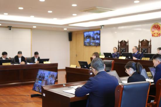 宁波知识产权行政审理庭公开开庭审理现场。宁波市市场监管局供图