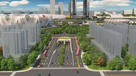 今年将建成的断头路滨盛路效果图。杭州市建委供图