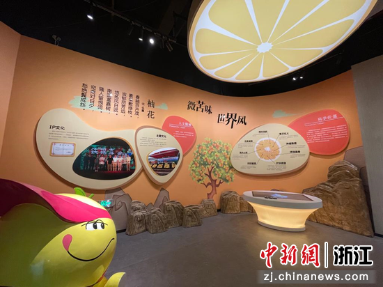 常山三宝文化展示中心展示的常山胡柚知识。  张斌 摄