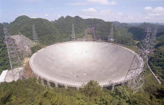 被誉为“中国天眼”的500米口径球面射电望远镜(FAST)。 供图