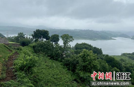 梁柏台红色教育基地前的绿水青山  项菁 摄