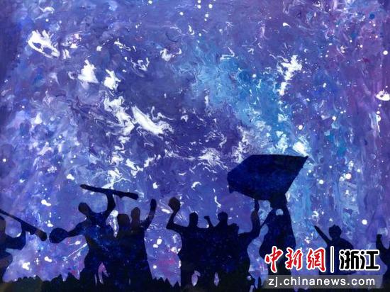 开化乡村儿童毛诗卉画作《披星戴月的革命历程》。毛诗卉 摄