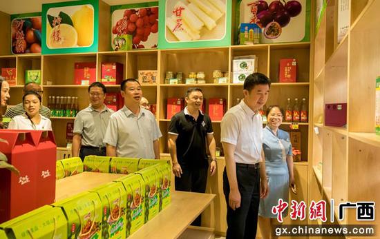广西经贸职业技术学院校长莫少林一行考察平南县供销社电子商务有限公司。李超 摄 广西经贸职业技术学院助力平南县发展电商产业