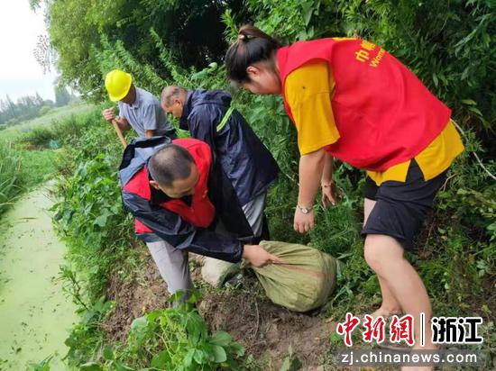 众人参与防汛抗台工作 吴轩 摄