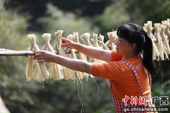 黄沙瑶胞传统工艺之制竹麻。黄沙瑶族乡 供图