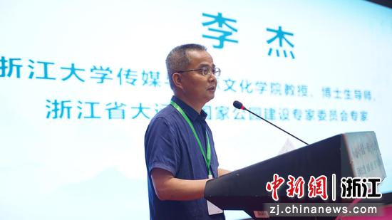 浙江大学传媒与国际文化学院教授李杰在“诗路·丝路·思路”学术研讨会上发言。主办方供图