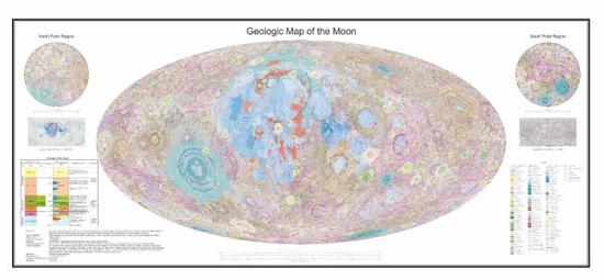 图为月球1:250万全月地质图缩略图　中国科学院地球化学研究所供图