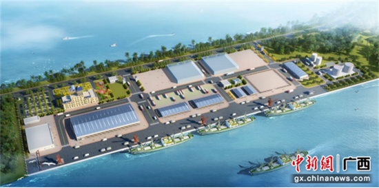 防城港企沙东部万吨级远洋渔业码头项目效果图。龚毅任  供图