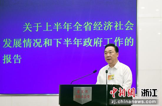 王浩作关于上半年全省经济社会发展情况和下半年政府工作的报告。屠轶钦 摄